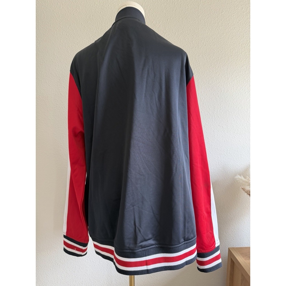 New Era Atlanta Braves Mens Jacket Size L MLB Baseball Navy Blue Full Zip Logo - Picture 4 of 7
